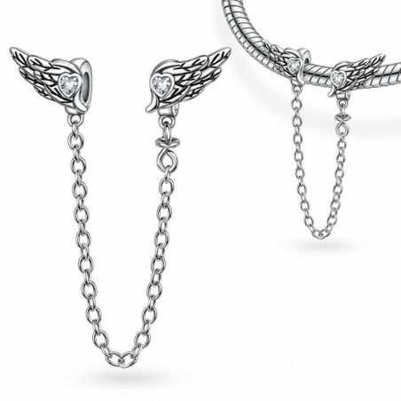 Charm pour bracelet double chaine aile d'ange bloqueur
