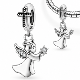 Charm pour bracelet ange croix étoile