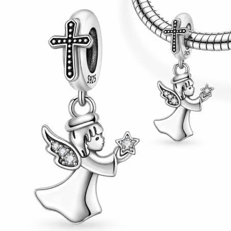 Charm pour bracelet ange croix étoile