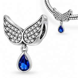 Charm bijou pour bracelet aile ange pierre goutte bleu