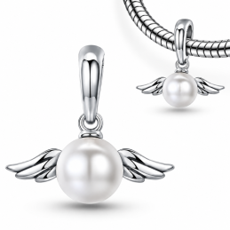 Charm bijou pour bracelet aile d'ange perle blanche