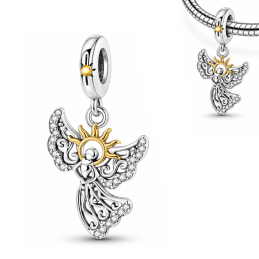 Charm pour bracelet fée ange soleil or