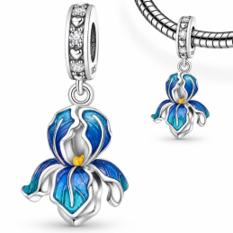 Charm pour bracelet fleur d'iris bleue