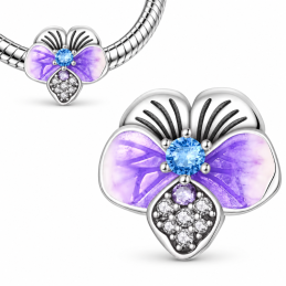 Charm pour bracelet fleur orchidée violette