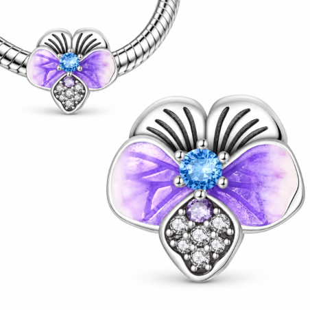 Charm pour bracelet fleur orchidée violette