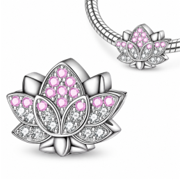 Charm pour bracelet fleur de lotus rose