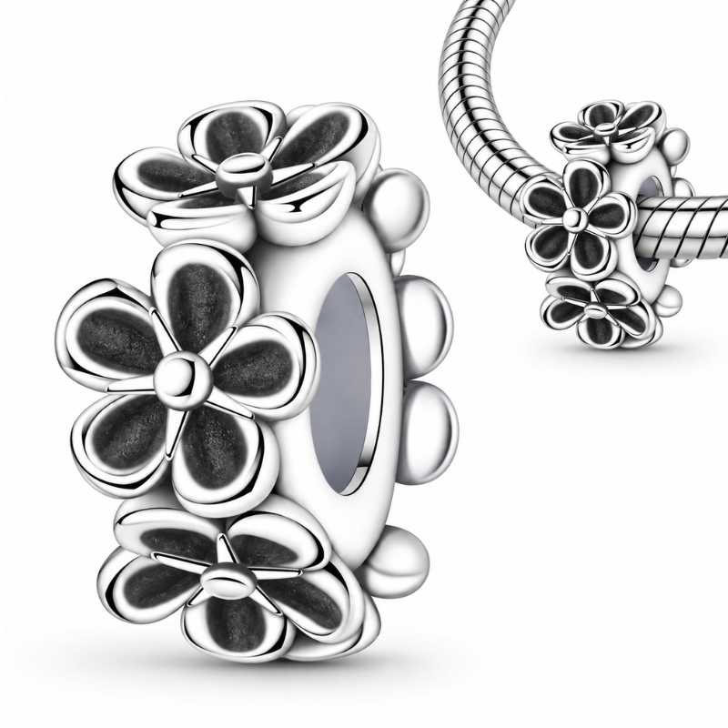 Charm pour bracelet séparateur fleur noire