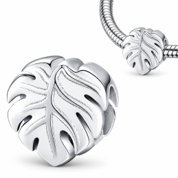 Charm bijou pour bracelet argent grosse feuille monstera