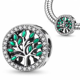 Charm bijou pour bracelet arbre de vie feuille verte