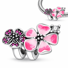 Charm bijou pour bracelet fleur spirale rose