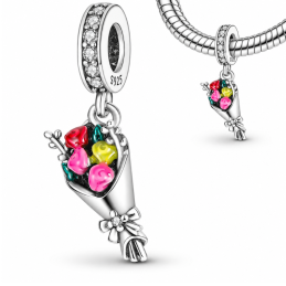 Charm bijou pour bracelet bouquet de fleur eternelle