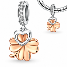 Charm pour bracelet doré trèfle 4 feuilles chance coeur
