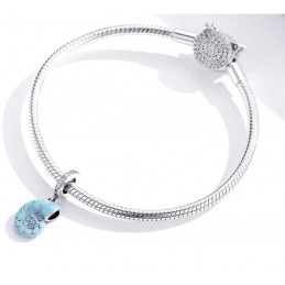 Charm pour bracelet grand coquillage bleu turquoise