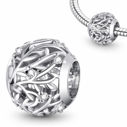 Charm bijou pour bracelet boule argent branche strass