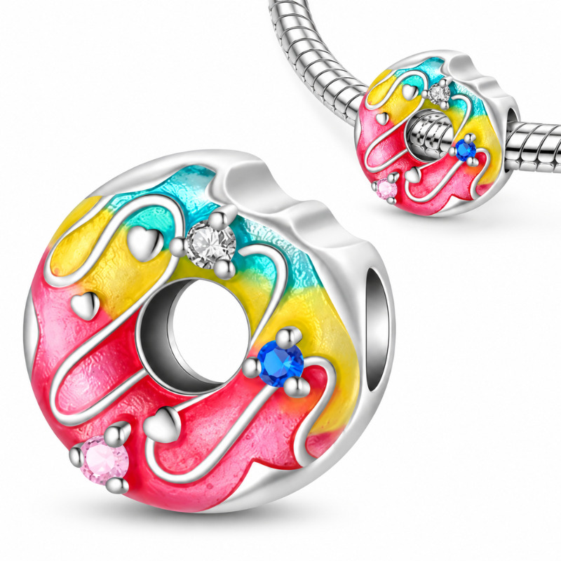 Charm bijou pour bracelet donut fraise gourmand