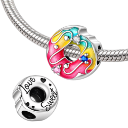 Charm bijou pour bracelet donut fraise gourmand