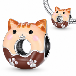 Charm pour bracelet chat donut