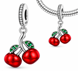 Charm bijou pour bracelet cerises strass