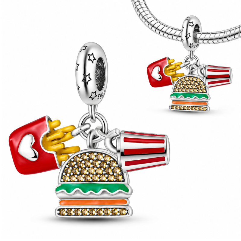 Charm pour bracelet burger frite soda