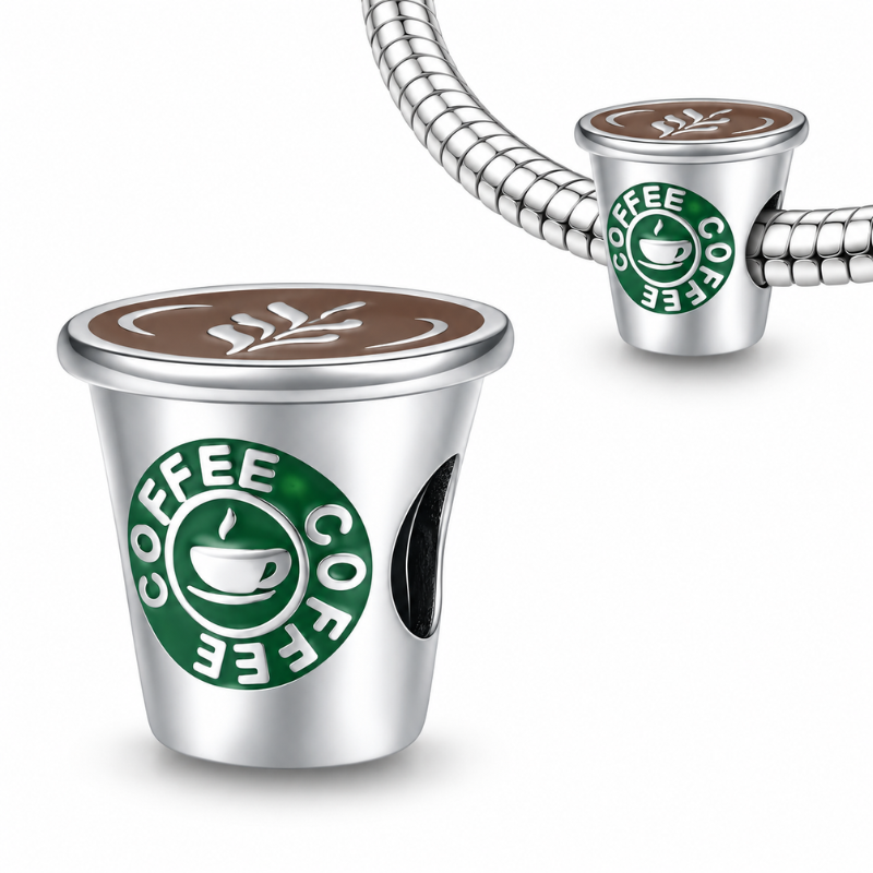 Charm bijou pour bracelet café gobelet star