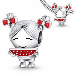 Charm pour bracelet fille noeud rouge pastèque