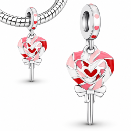 Charm bijou pour bracelet sucette coeur rose