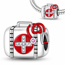 Charm pour bracelet cadeau infirmière soignante valise rouge