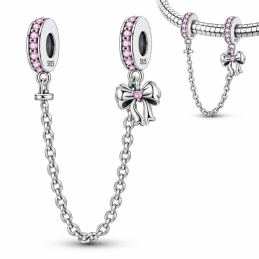 Charm pour bracelet chaine bloqueur noeud rose
