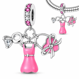 Charm bijou robe rose sac bague