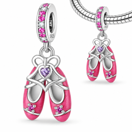 Charm bijou pour bracelet ballerine danseuse rose
