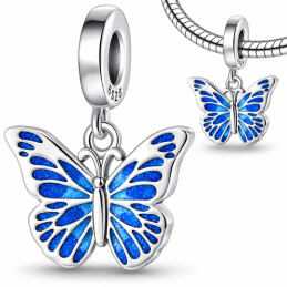 Charm pour bracelet papillon bleu