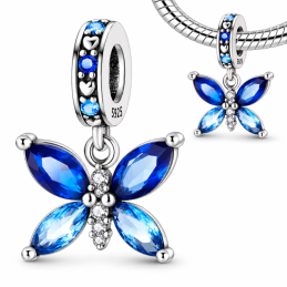 Charm pour bracelet papillon pierre bleue