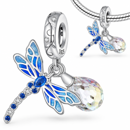 Charm pour bracelet libellule pierre bleu