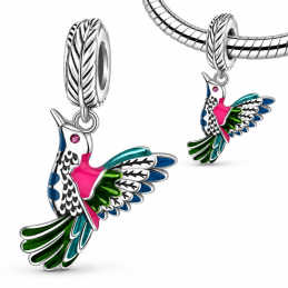Charm pour bracelet oiseau colibri multicolore