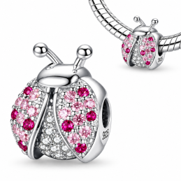 Charm pour bracelet coccinelle strass rose