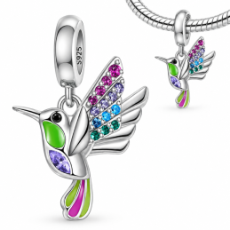 Charm pour bracelet oiseau colibri coloré