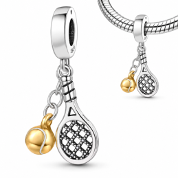 Charm pour bracelet raquette de tennis et balle
