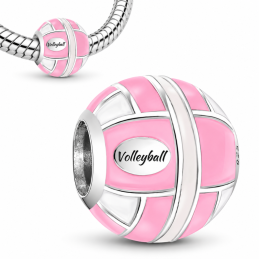 Charm bijou pour bracelet ballon de volley rose
