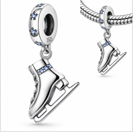 Charm pour bracelet patin a glace flocon bleu