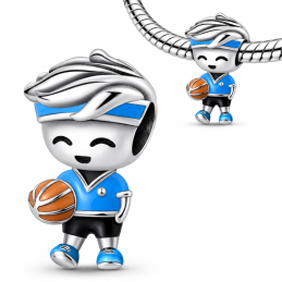 Charm pour bracelet garçon basketteur ballon