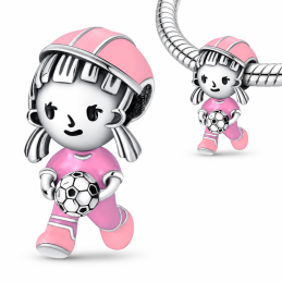 Charm pour bracelet fille footballeuse avec ballon