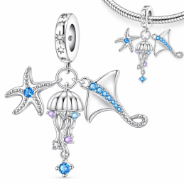 Charm pour bracelet méduse raie étoile de mer