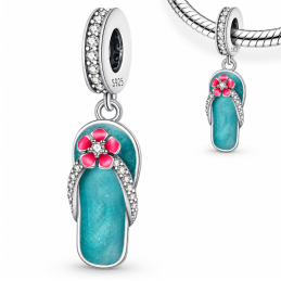 Charm pour bracelet tong vacance fleur