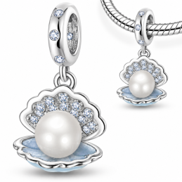 Charm pour bracelet coquillage perle blanche