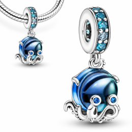 Charm pour bracelet pieuvre strass bleu