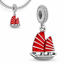 Charm pour bracelet voilier rouge bateau