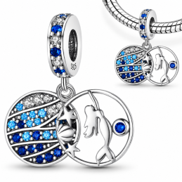Charm pour bracelet sirène coquillage pierre bleu