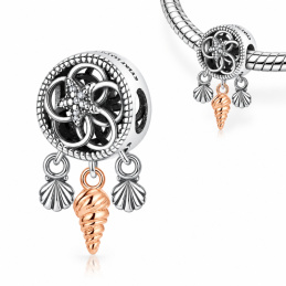Charm pour bracelet attrape rêve coquillage strass