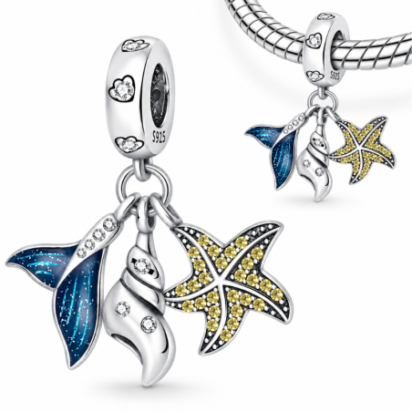 Charm pour bracelet vacances mer sirène étoile coquillage