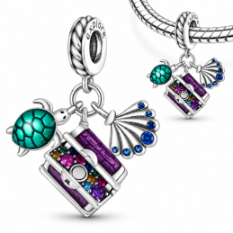 Charm pour bracelet coffre trésor tortue coquillage